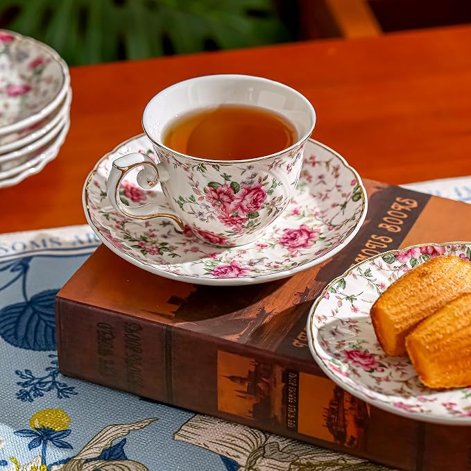 Agyiuns tea cups and saucers ceramic coffee mug 6oz - Image 4
