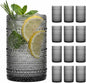 Moretoes 12 Pack 15 Oz Gray Large Hobnail Drinking Glasses Set | Vintage by Moretoes