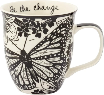 Karma Gifts 14 oz Black and White Boho Mug Butterfly by KarmaGifts