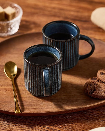 famiware 3oz Espresso Cups and Saucers, Nebulas Blue | Ceramic Small Coffee Mug - Image 5