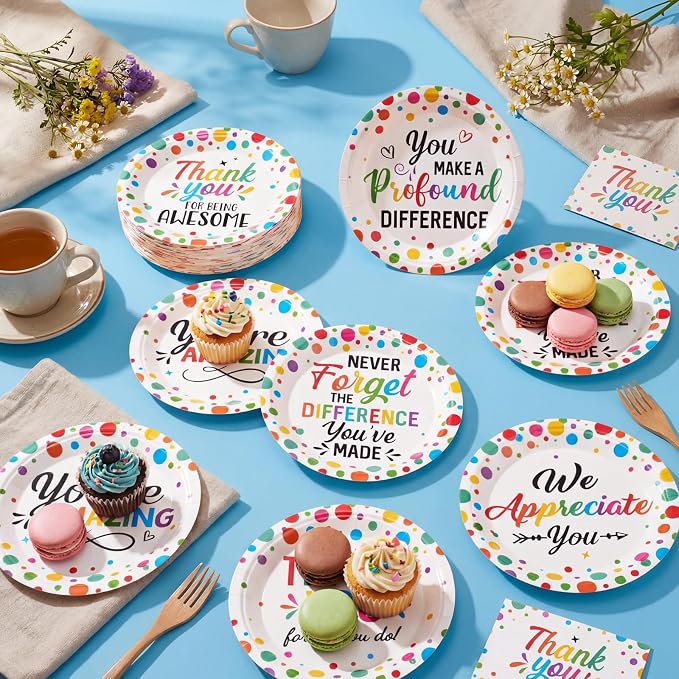 Gerrii 60 Pcs Thank You Themed Party Plates 7 Inch We Appreciate You Disposable - Image 6