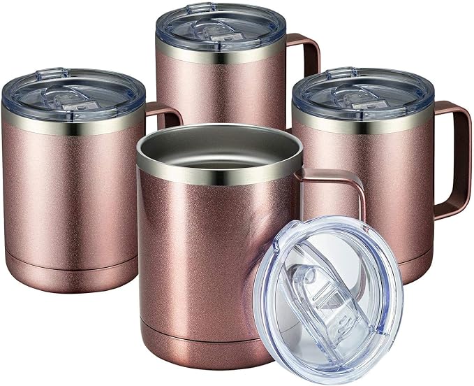 MEWAY 12oz Coffee Mug With Handle 4 Pack Bulk, Stainless Steel Insulated Travel by MEWAY