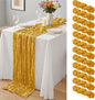 12 Pcs Gold Cheesecloth Table Runner 10Ft, Semi Sheer Cheese Cloth Fabric by Yemosa