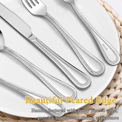 LIANYU Silverware Set for 4, 20-Piece Stainless Steel Flatware Set, Fancy - Image 4
