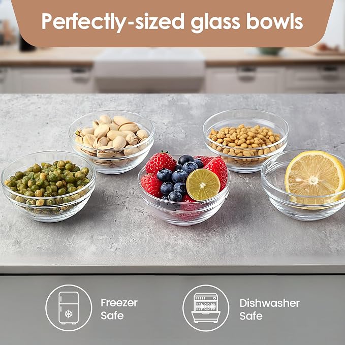3.5in 4oz Small Glass Bowls, Mini Glass Containers, Pinch Bowl, Stackable - Image 4