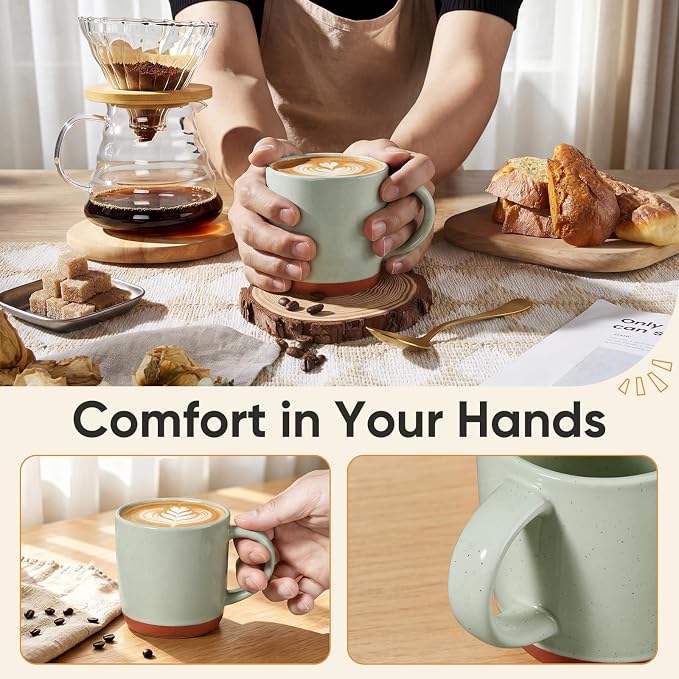 E-far Ceramic Coffee Mug Set of 4, 12oz Stoneware Coffee Cup - Image 6