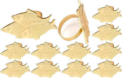 ALPHA Living HOME Decorative Napkin Rings - 12 Pcs Elegant Metal Table Accents for Christmas, Holiday Table Decor, Weddings, Parties & Family Dinners, Gift (Gold)
