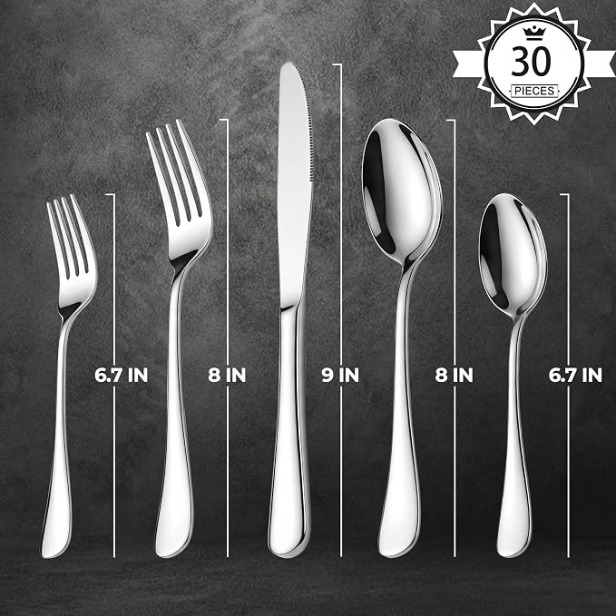LIANYU 30 Piece Flatware Silverware Set - Image 2