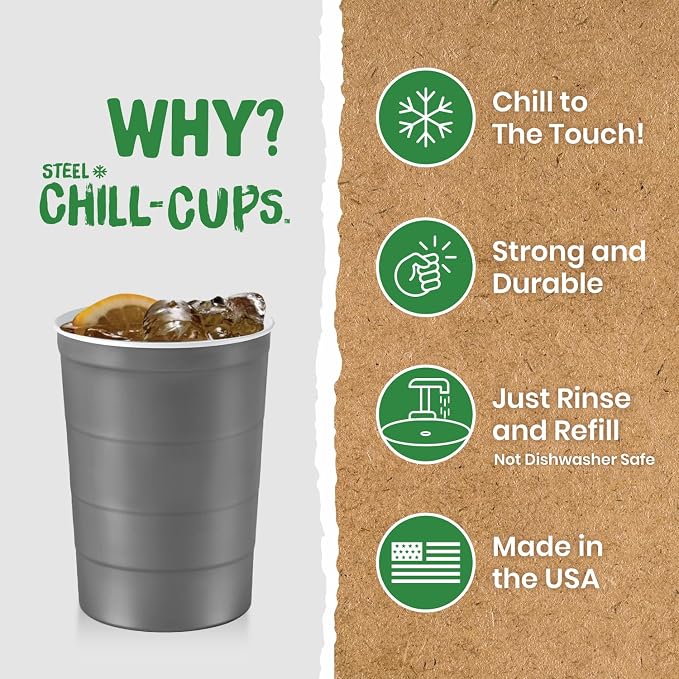 Steel Chill Cups 16 oz. Durable & Reusable Party Cups - Image 2