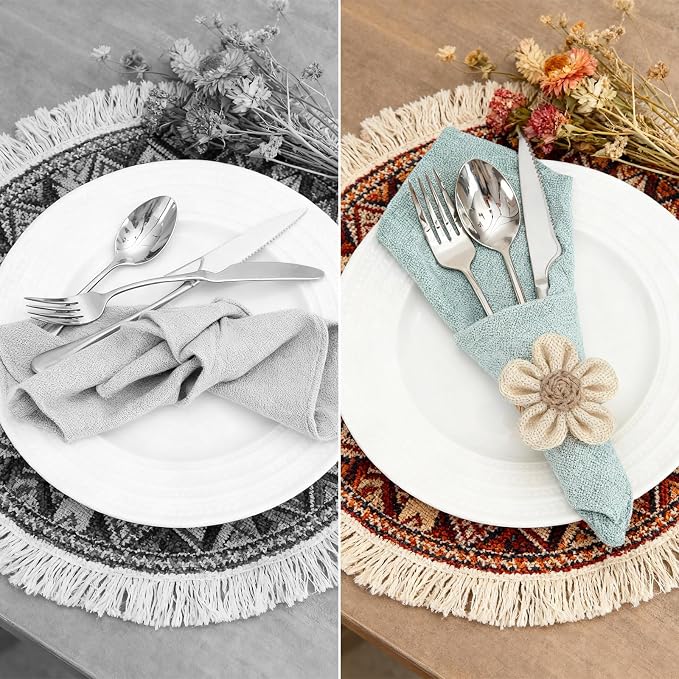 Napkin Rings Set of 6 Handmade Rustic Napkin Rings Reusable Boho Napkin Ring - Image 6