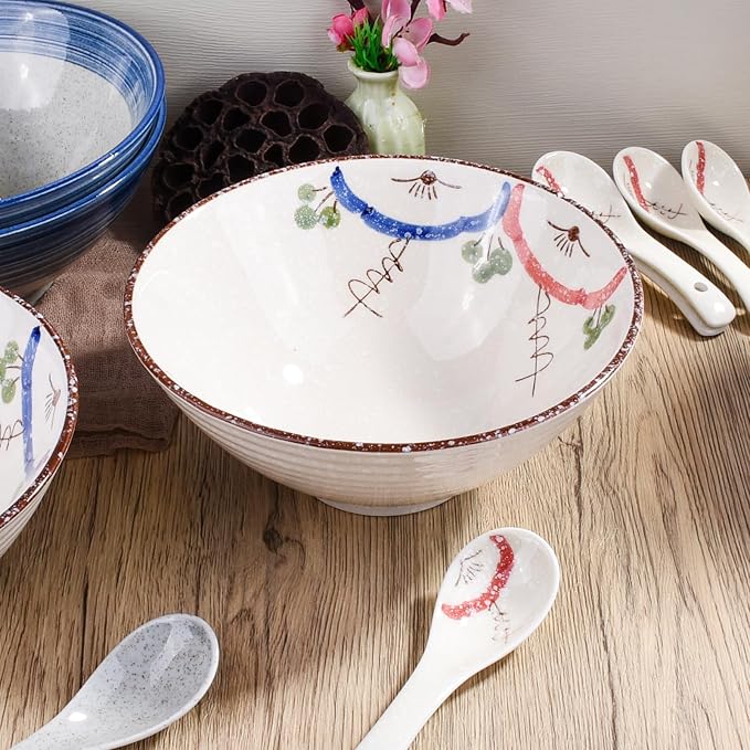 Ceramic Ramen Bowls Set of 2, 8.3 Inch Large Japanese Noodle Bowl - Image 4