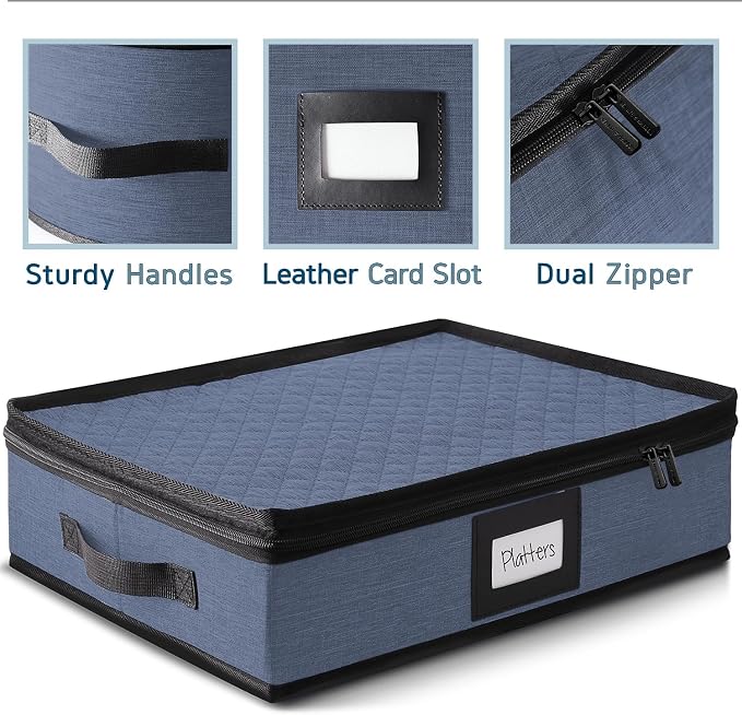 Platter Storage Case – Fine China Storage Containers Hard Shell, Quilted and - Image 3