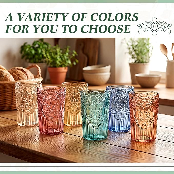 48 Pcs 16 oz Plastic Vintage Drinking Glasses Stemless Ribbed Highball Glasses - Image 4