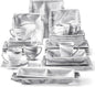 MALACASA Dinnerware Sets, 32 Pieces Porcelain Plates and Bowls Sets for 6, Marble Grey Dishes with Plates and Bowls, Cups and Saucers, Side Dish Plates, Square Dinner Set, Series Blance