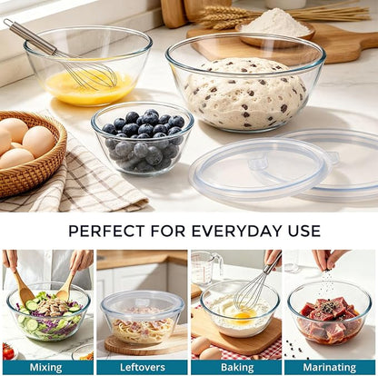 E-far Glass Mixing Bowls with Airtight Lids Set - Image 6
