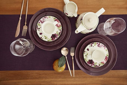 Solino Home 100% Pure Linen Table Runner Burgundy, Athena 14 x 132 in Long | - Image 3