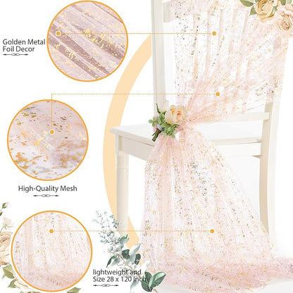 SiinvdaBZX Light Pink Sheer Tulle Table Runner 120 Inch/10 Ft Long | Gauze - Image 4