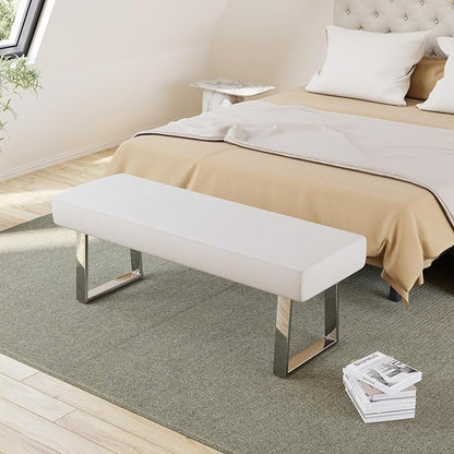 JIEXI Bedroom Bench, Bed end upholstered Bench, Indoor Corner Small Footstool with Metal Legs, for Kitchen entryway Dining Room and Living Room Window