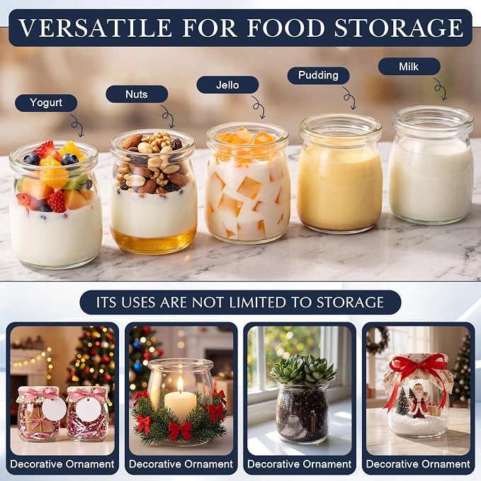 24 Pcs 6oz Small Glass Yogurt Cups - Image 5