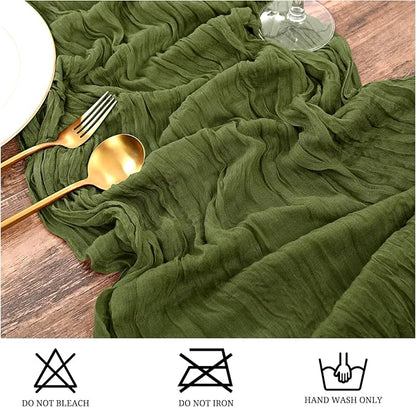 15 Pack Olive Green Table Runner 17 x 108inch Cheesecloth Table Runner Boho - Image 3