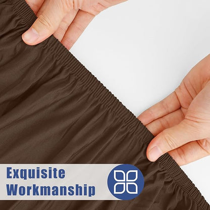 Spandex 8 Foot Rectangle Table Cloth 2 Pack, Elastic Fitted Tablecloths for Picnic, Stretch Washable Patio Table Cover for Outdoor, Camping, Banquet and Parties (Coffee, 30"x96")