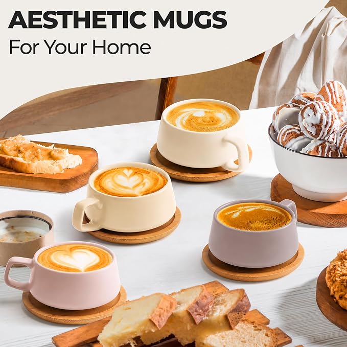 MIAMIO - Cappuccino Cup Set of 4, Wide - Luxe | Ceramic cappuccino cups and - Image 2