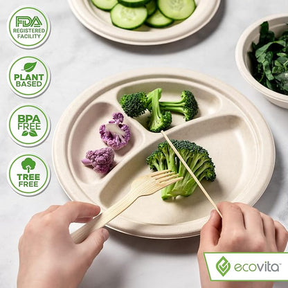 100% Bamboo Forks Spoons Knives Cutlery Combo Set - 380 Large Compostable Disposable Utensils (7 in.) Eco Friendly Durable and Tree Free Alternative to Wooden Silverware with Convenient Tray