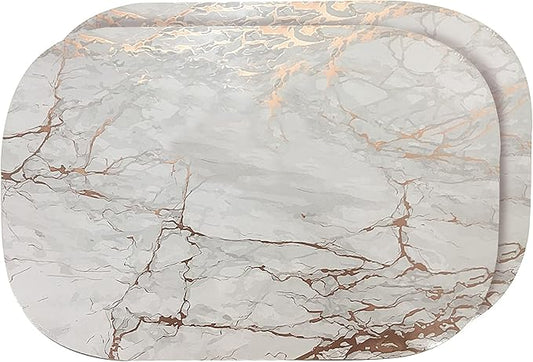 Dainty Home Rose Gold Marble Oval Cork Placemats - Heat Resistant, Non-Slip, Easy Clean for Elegant Dining - 12"x18" Set of 2 - Perfect for Stylish, Modern Homes