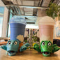 XYG Turtle Cup Holder Coaster with Liftable Limbs and Expressive Face for Home Decor, Car, 2 PC in Green Blue