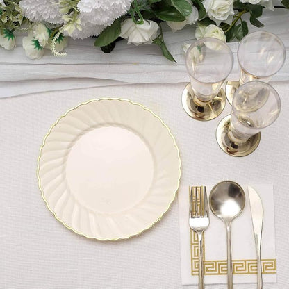 Efavormart 10-Pack 7.5" Ivory Vintage Plastic Salad Dessert Plates - Image 9