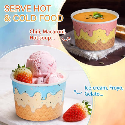 Aodaer 120 Pack 8 oz Paper Cups Disposable Ice Cream Bowls Dessert Cups Sundae - Image 5