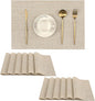 Leetaltree Beige Placemats Set of 12 - Heat Resistant Non-Slip Place mats for Dining Table, Washable Durable PVC Vinyl Woven Table Mats(Beige, 12)