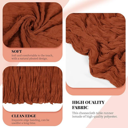 6 Pack Terracotta Cheesecloth Table Runner, 17 x 108 Inch, Gauze Cheese Cloth - Image 3