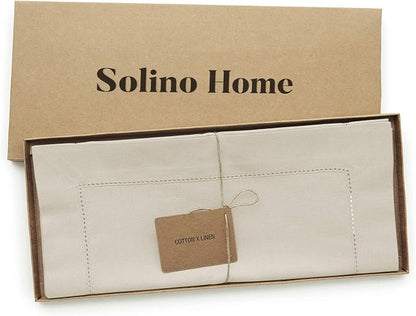 Solino Home Cotton Linen Dining Table Runner Linen Hemstitch, 14 x 132 in | - Image 4