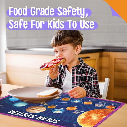 6 Pack Placemats for Kids, Non-Slip Washable, Reusable Universe, Periodic Table - Image 6