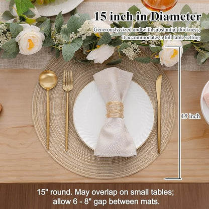 SHACOS Round Braided Placemats Set of 4 Washable Place Mats - Image 3