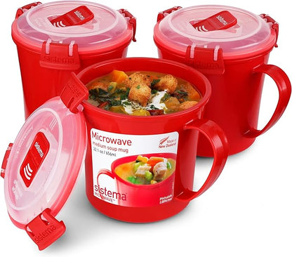 Sistema Microwave Soup Mugs | 656 ml | Microwave Food Containers by Sistema