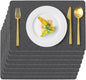 Vinyl Placemats Set of 8 Faux Leather 100% Waterproof Wipeable Washable Place Mats Heat Resistant Easy Clean Non-Slip Table Mats for Indoor Outdoor. (8,Gray)