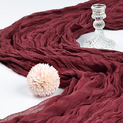 6 Pack 10Ft Burgundy Cheesecloth Table Runner 23 x 120 Inch | Gauze Rustic Boho - Image 3