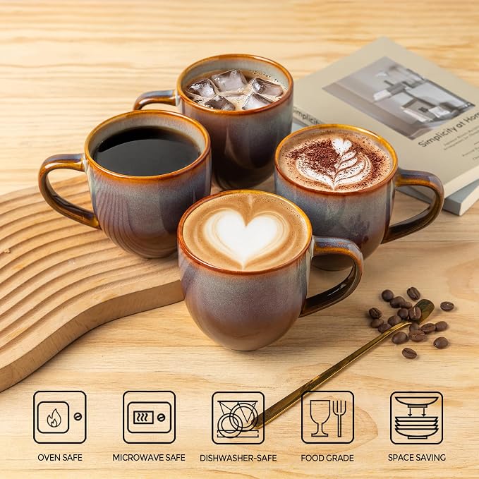 theterra Ceramic Coffee Mugs Set of 6, 12 oz Coffee Cups - Image 4