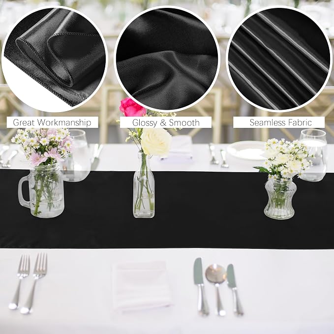 Aneco 4 Pack Satin Table Runner 12 x 108Inch Long Bright Silk and Smooth Fabric - Image 3