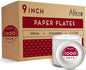 9-Inch Disposable Paper Plates - 1000 Count - Bulk Pack of Uncoated Paper Plates for Everyday Use - Dinnerware for Meals, Parties And Picnics