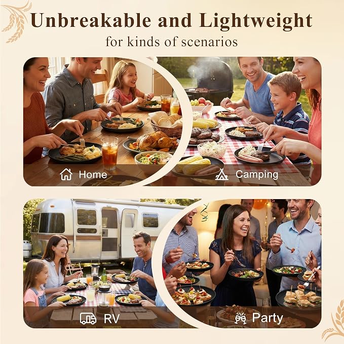Dinner Plates Set 11 Inch, Unbreakable Wheat Straw Plates 8 PCS, Alternatives - Image 7
