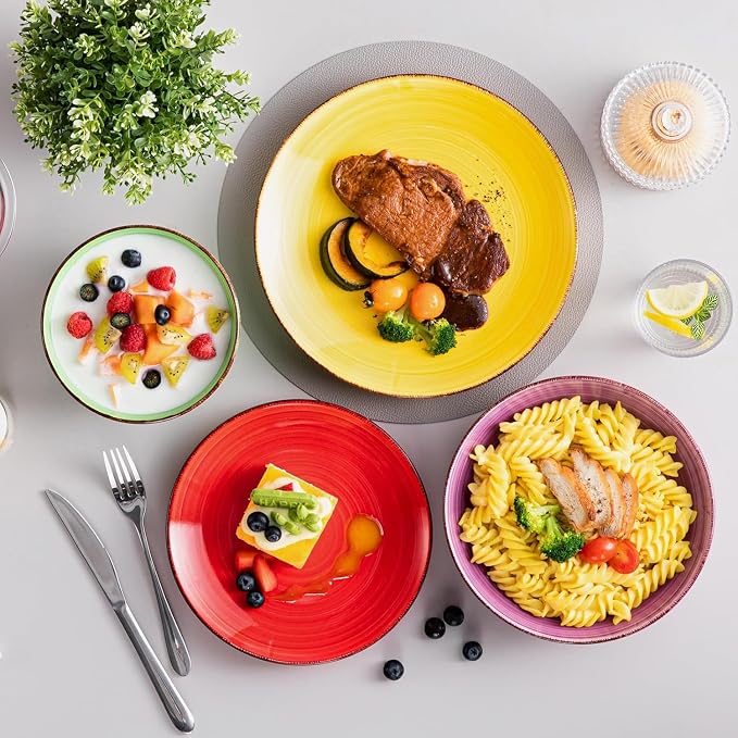 vancasso Bonita Dinnerware Sets, 24 Pieces Multicolor Stoneware Dinner Set | - Image 8