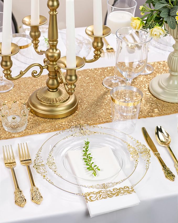 Nervure 100Pcs 10.25'' Clear Plastic Plates, Party Plates - Image 8