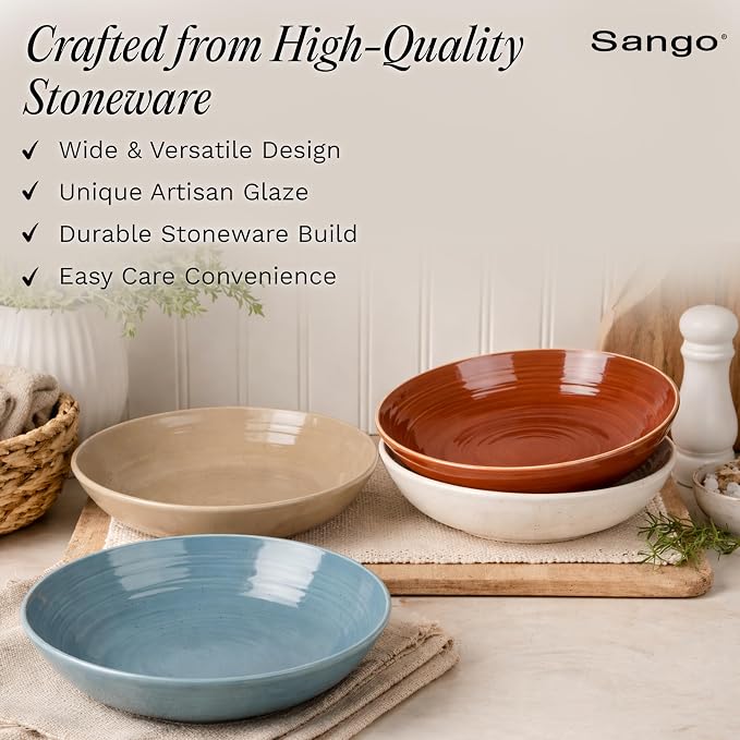 Sango Siterra Painter's Palette Stoneware Pasta Bowls – Pasta & Serving Bowls - Image 3