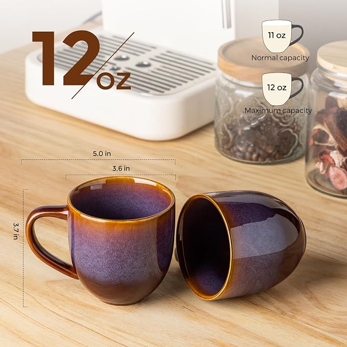 theterra Ceramic Coffee Mugs Set of 6, 12 oz Coffee Cups - Image 2