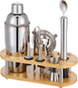 Cocktail Shaker Set Bartender Kit - 11 Pcs Bar Tool Set with Bamboo Stand & All Bar Accessories: Martini Shaker, Strainer,Jigger, Muddler, Mixer Spoon Barware Kit, for Bar, Home Lounge & Party