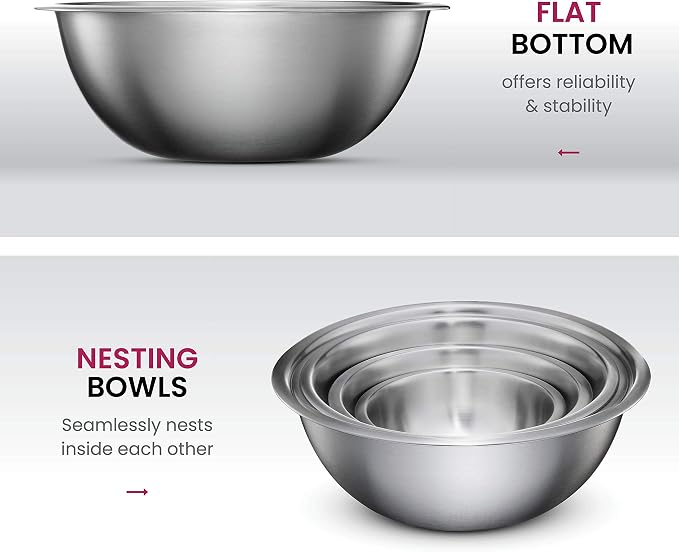 FineDine Stainless Steel Mixing Bowls Stainless Steel Mixing Bowl Set - Image 7