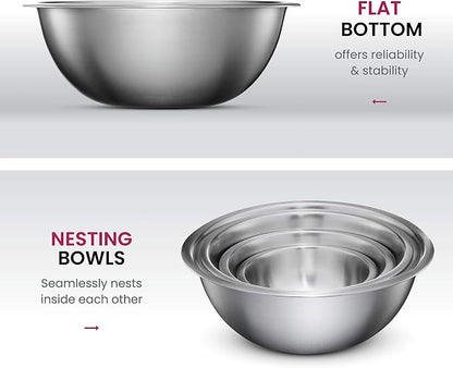 FineDine Stainless Steel Mixing Bowls Stainless Steel Mixing Bowl Set - Image 7